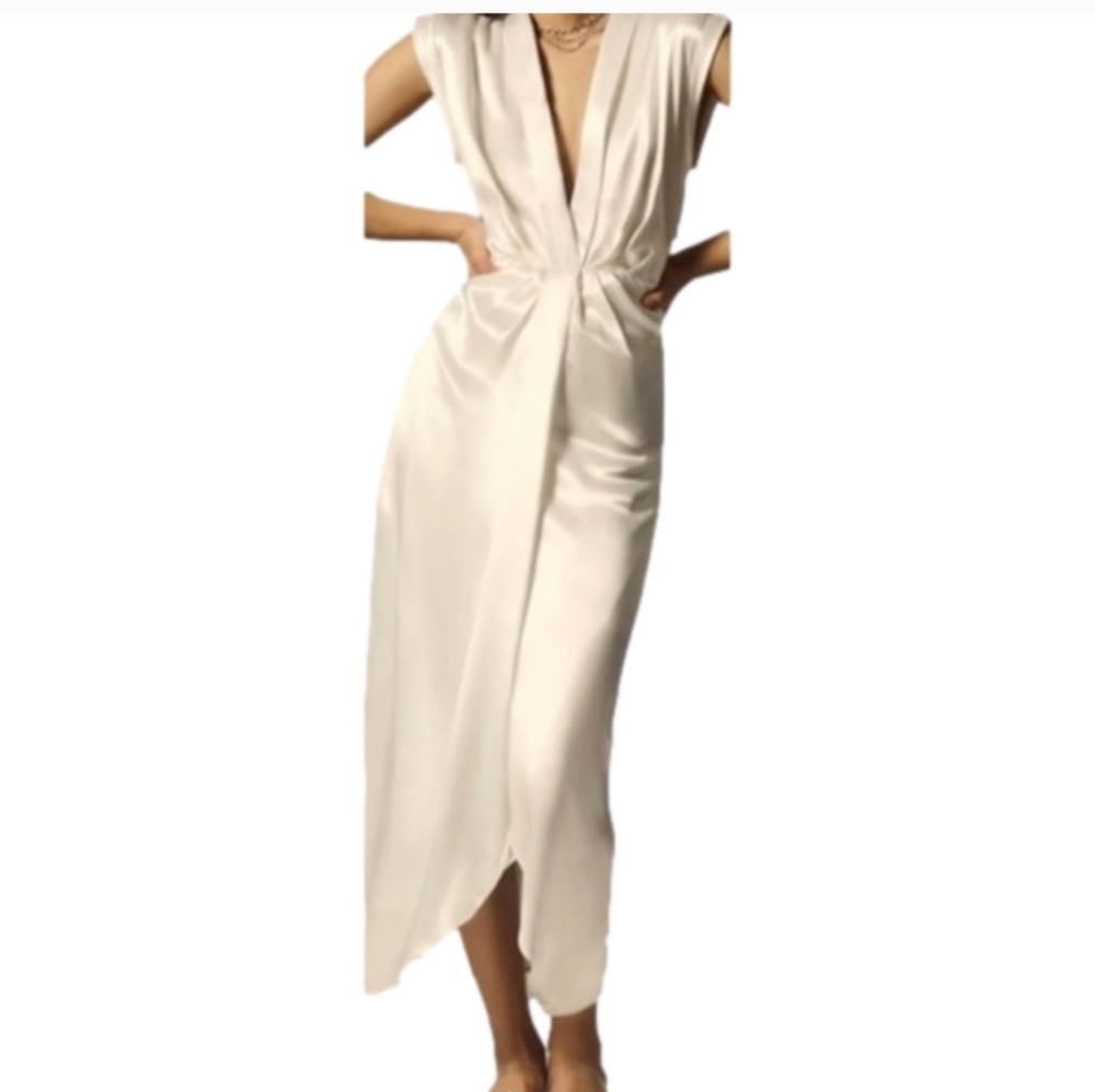 Anthropologie Cream Asymmetrical Dress